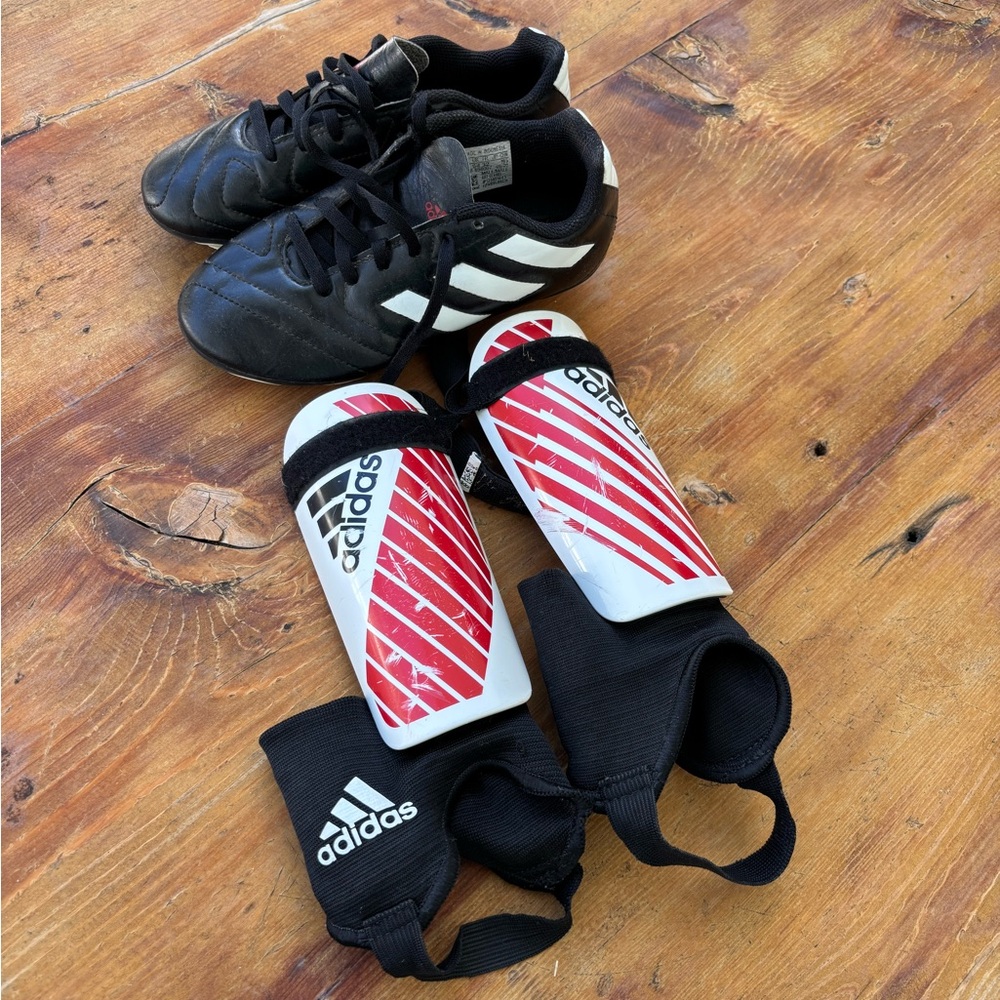 Adidas Little boys soccer cleats & shin guards